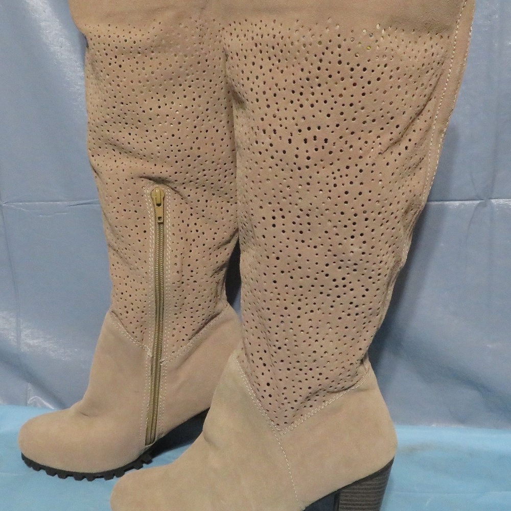 SUEDE TALL HEELED BOOTS size 8